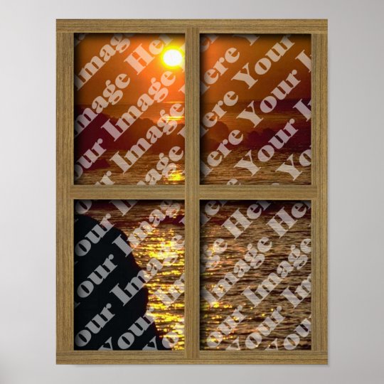 Create Your Own Window With Brown Wooden Frame Poster