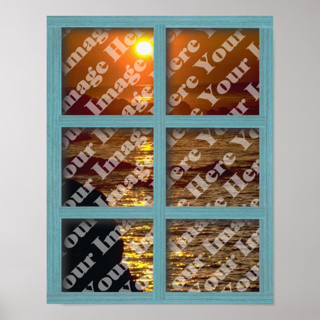 Create Your Own Window With Green 6 panel Frame Poster (Front)