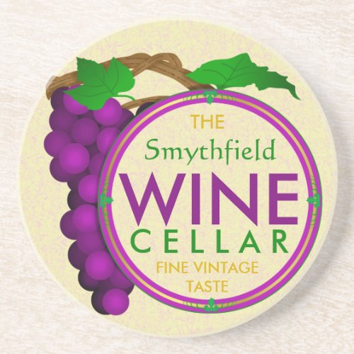 Create Your Own Wine Cellar Grapes Personalized Coaster