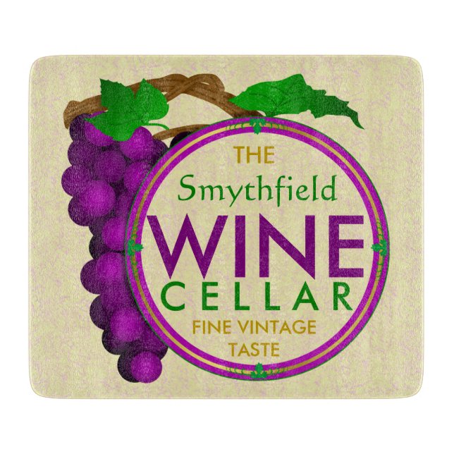 Create Your Own Wine Cellar Grapes Personalized Cutting Board (Front)