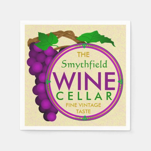 Create Your Own Wine Cellar Grapes Personalized Paper Napkins