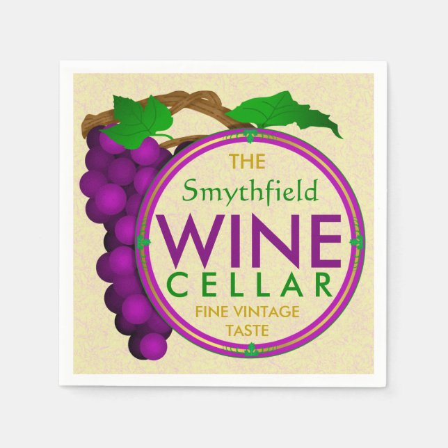 Create Your Own Wine Cellar Grapes Personalized Paper Napkins (Front)