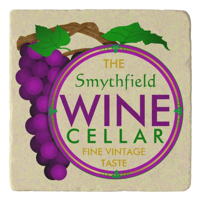 Create Your Own Wine Cellar Grapes Personalized Trivet (Front)