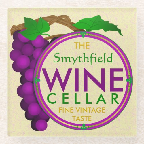 Create Your Own Wine Cellar Personalized Grapes Glass Coaster