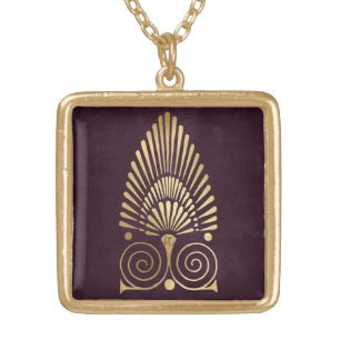 Create Your Own Wine & Gold Art Deco Palm Frond Plated Necklace