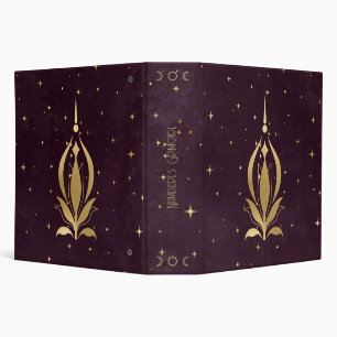 Create Your Own Wine & Gold Celestial Lotus 3 Ring Binder