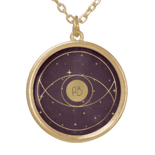Create Your Own Wine & Gold Celestial Magical Eye Plated Necklace