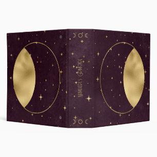 Create Your Own Wine & Gold Celestial Moon 3 Ring Binder