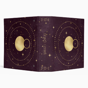 Create Your Own Wine & Gold Celestial Planets 3 Ring Binder
