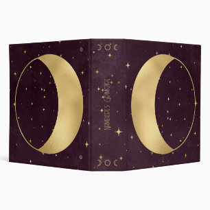 Create Your Own Wine & Gold Crescent Full Moon 3 Ring Binder