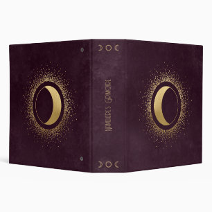 Create Your Own Wine & Gold Crescent Moon 3 Ring Binder