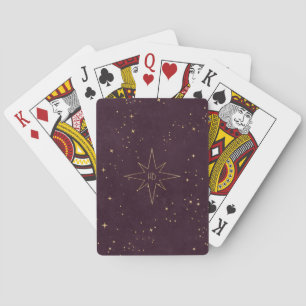 Create Your Own Wine & Gold Eight-Pointed Star Poker Cards