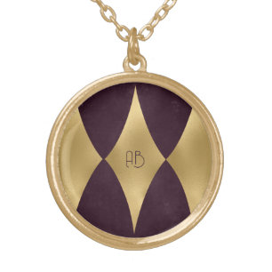 Create Your Own Wine & Gold Harlequin Diamonds Plated Necklace