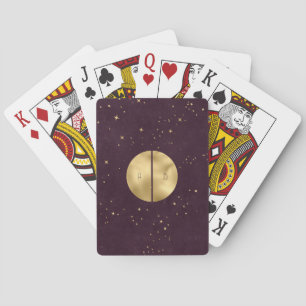 Create Your Own Wine & Gold Split Full Moon Poker Cards