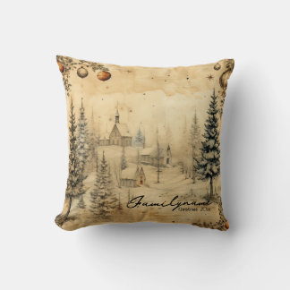 Create Your Own Winter Church Village Throw Pillow