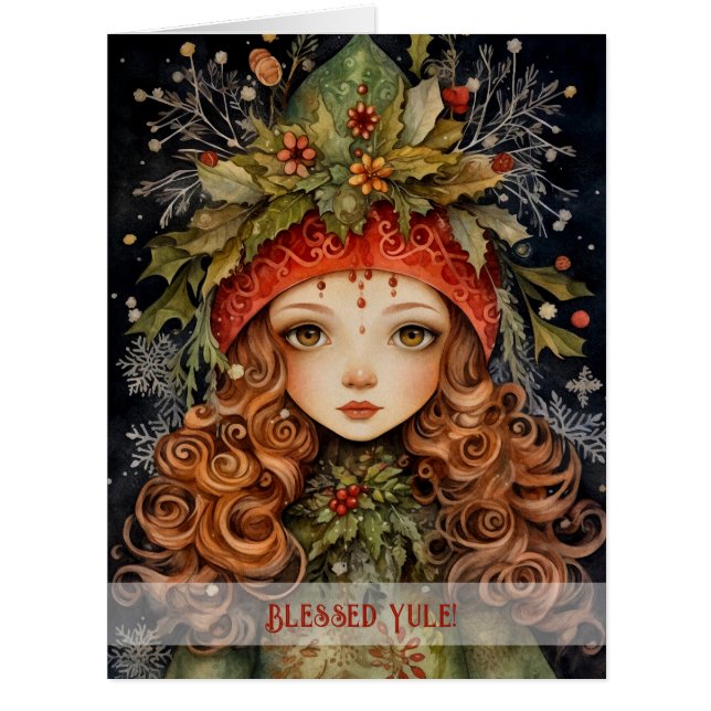 Create Your Own Winter Solstice Forest Witch Cards (Front)