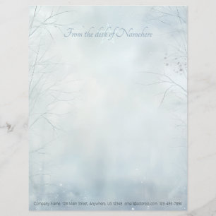 Create Your Own Winter Yule Magic Forest Blue Letterhead