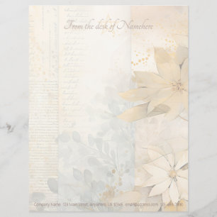 Create Your Own Wintery Gold Poinsettias Floral Letterhead