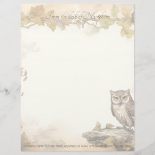 Create Your Own Wise Brown Owl Vineyard Floral Letterhead