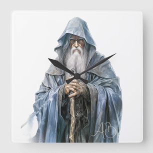Create Your Own Wise Old Wizard Square Wall Clock