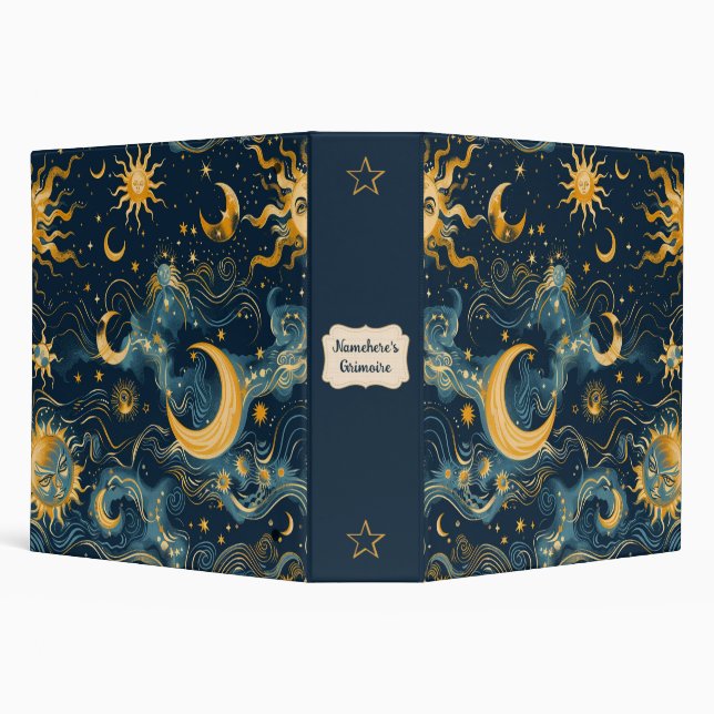 Create Your Own Wistful Sun & Moon Celestial 3 Ring Binder (Background)