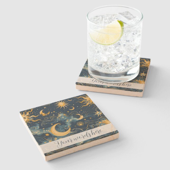 Create Your Own Wistful Sun & Moon Celestial Stone Coaster (Side)