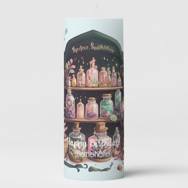 Create Your Own Witch's Herbs Apothecary Pillar Candle (Front)