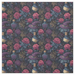 Create Your Own Witchy Fuschia Plum Purple Roses Fabric