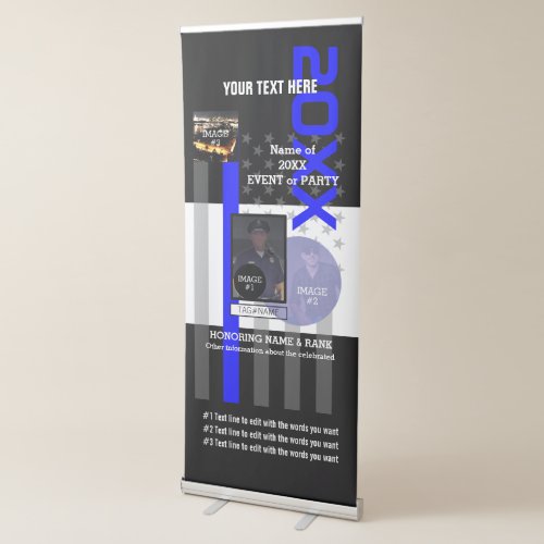 Create Your Own with 3 images and 9 lines of text Retractable Banner