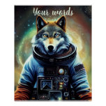 Create Your Own Wolf in Space Astronaut Poster