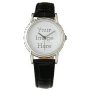 Create Your Own Women's Black Leather Strap Watch at Zazzle