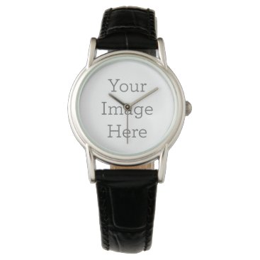 Create Your Own Women's Black Leather Strap Watch