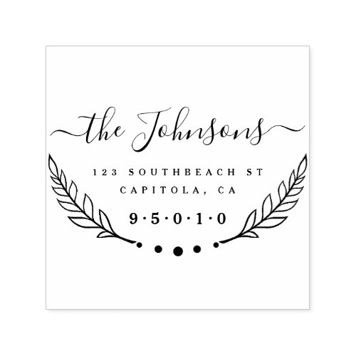 Create Your Own Wreath Family Name Return Address Self_inking Stamp