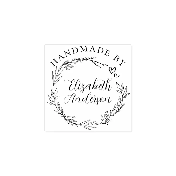 Create Your Own Wreath & Script Handmade By Name Rubber Stamp Zazzle