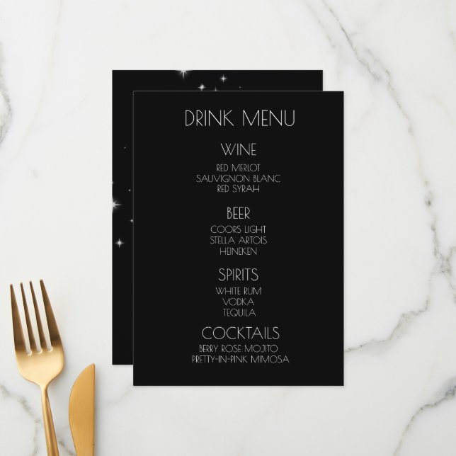 Create Your Own - X-Ray Flower & Stars Drink Menu (Front/Back In Situ)