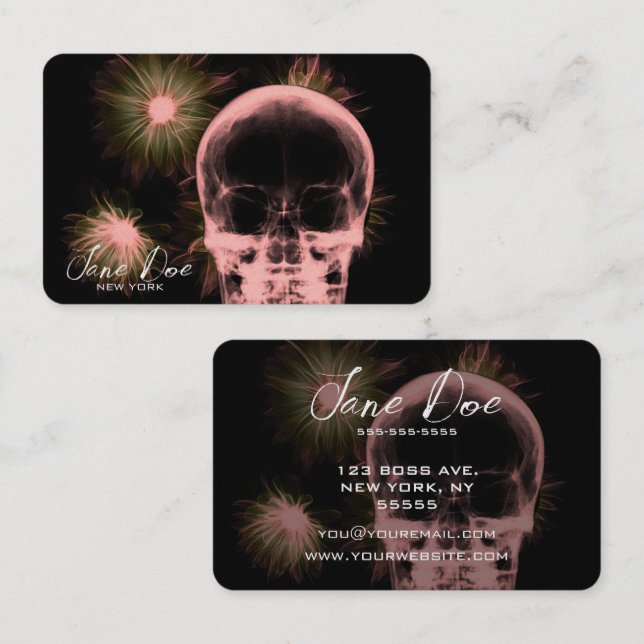 Create Your Own X-Ray Skull & Flowers Business Card (Front/Back)