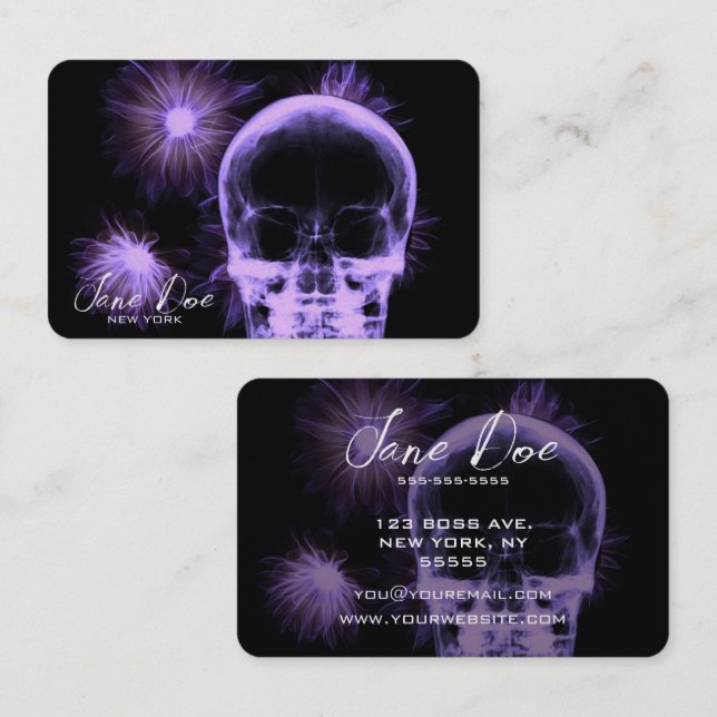 Create Your Own X-Ray Skull & Flowers Business Card (Front/Back)