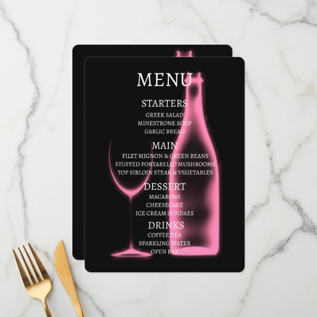 Create Your Own X-Ray Wine Glass & Bottle Menu (Front/Back In Situ)
