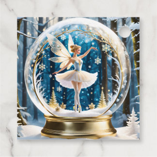 Create Your Own Xmas Ballerina Fairy Snow Globe Favor Tags