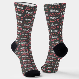 Create Your Own XOXO Name Valentines Day Socks
