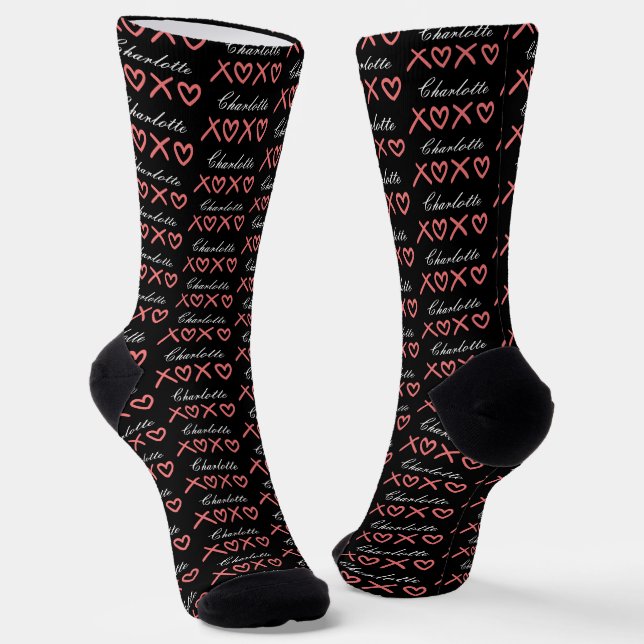 Create Your Own XOXO Name Valentine's Day  Socks (Angled)