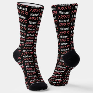 Create Your Own XOXO Name Valentines Day Socks