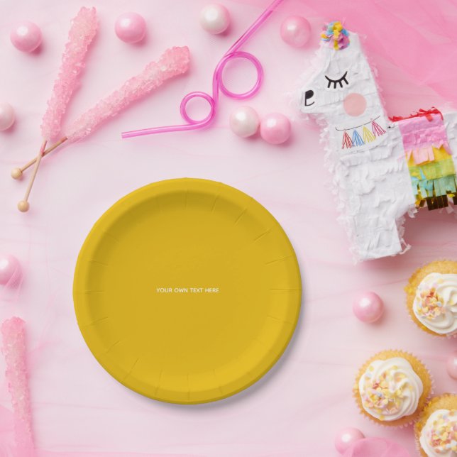 Create Your Own Yellow Custom Design Paper Plates (Party)