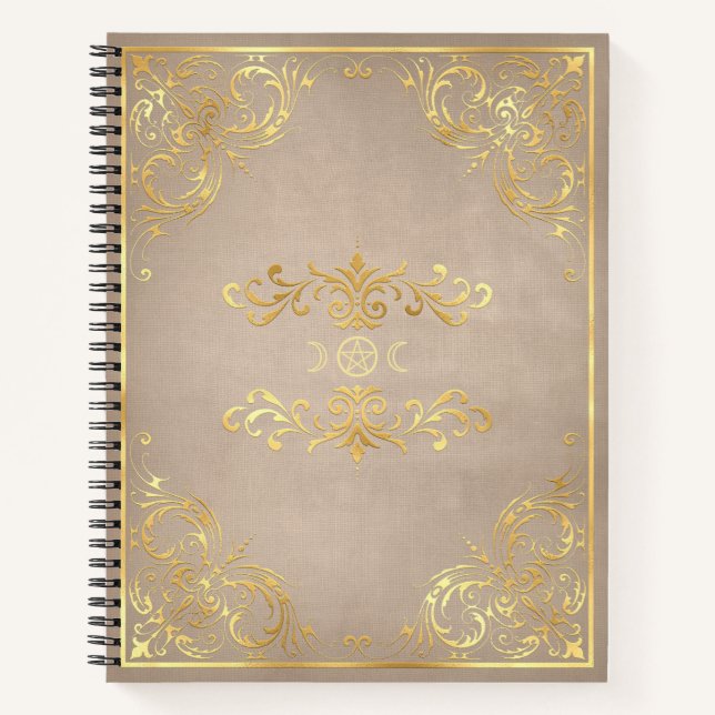 Create Your Own Yellow Gold Gilded Beige Notebook (Front)