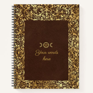Create Your Own Yellow Gold Gilded Brown Notebook