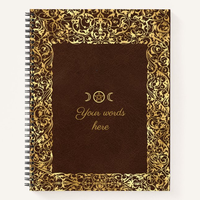 Create Your Own Yellow Gold Gilded Brown Notebook (Front)
