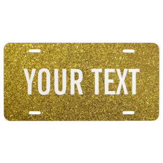 Create Your Own Yellow Gold Glitter License Plate