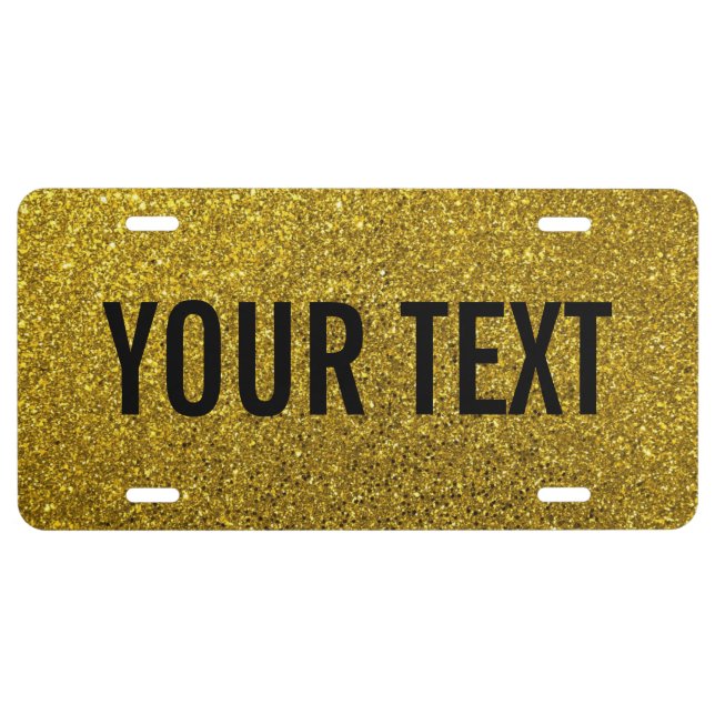 Create Your Own Yellow Gold Glitter License Plate (Front)