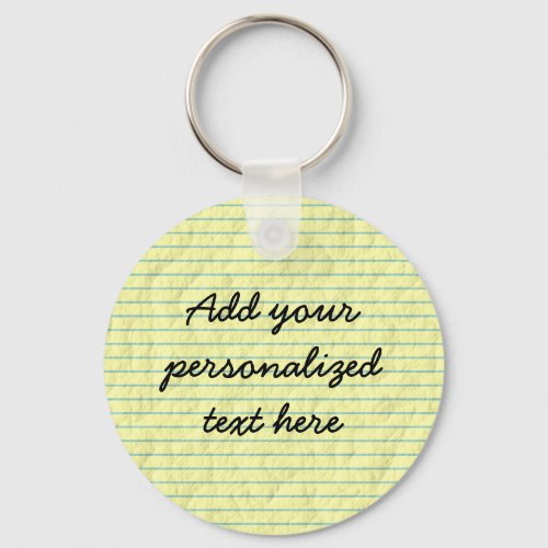 Create Your Own Yellow Lined Paper Quote Keychain