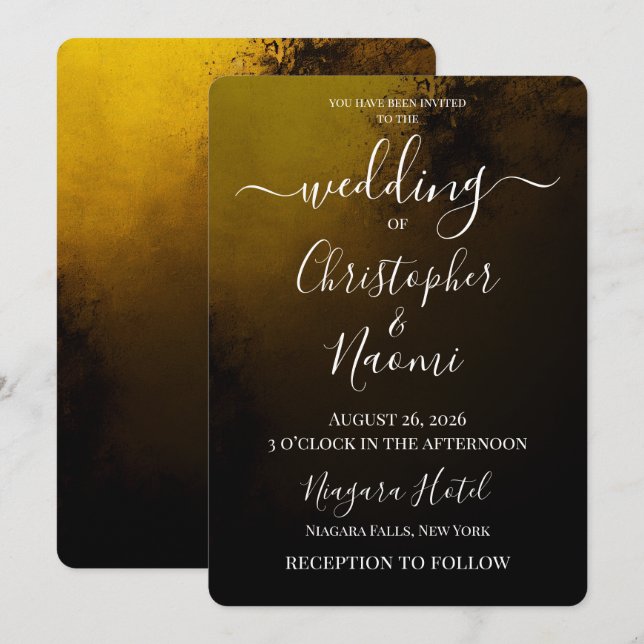 Create Your Own Yellow Shadow Texture Wedding Invitation (Front/Back)